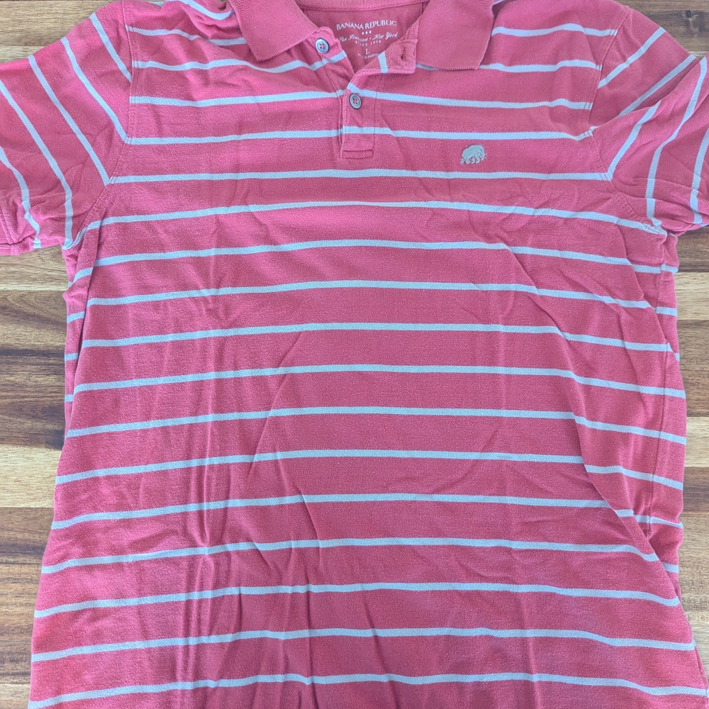 Banana Republic Pink Striped Polo Shirt